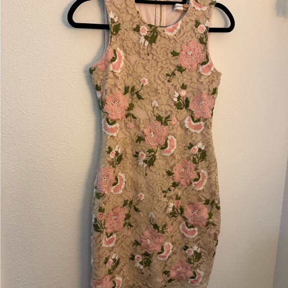 Calvin Klein Cream Brown Sheath Halter Mini Dress - Picture 1 of 4
